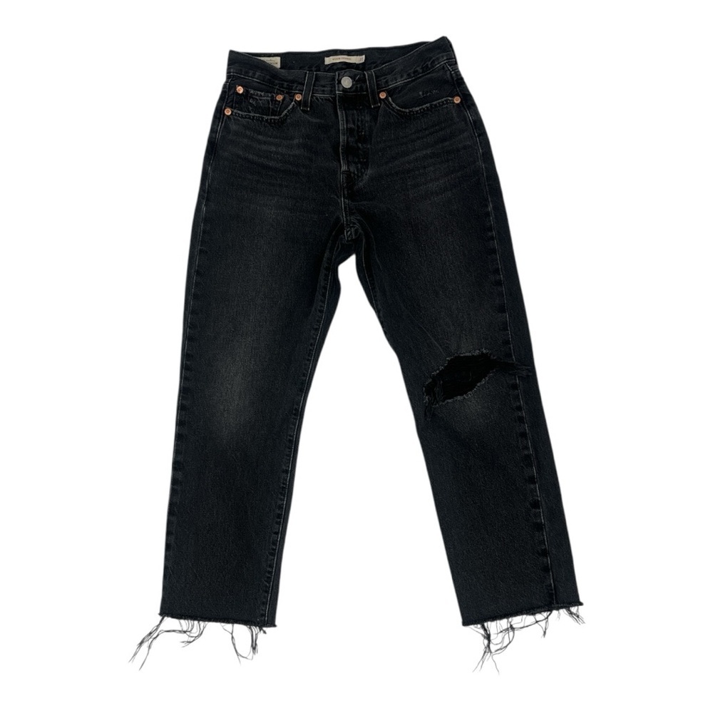 Levi's® Premium WEDGIE STRAIGHT FIT WOMEN'S DISTRESSED BLACK JEANS SZ 27